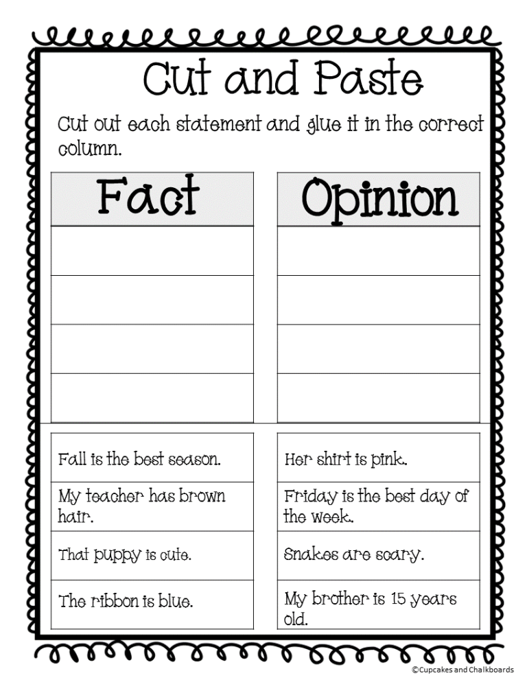 Fact And Opinion Worksheets 3rd Grade Thekidsworksheet