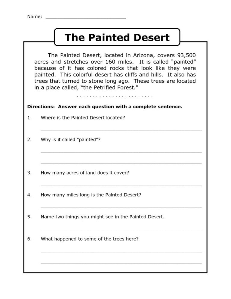 Literacy Worksheets For 4th Grade