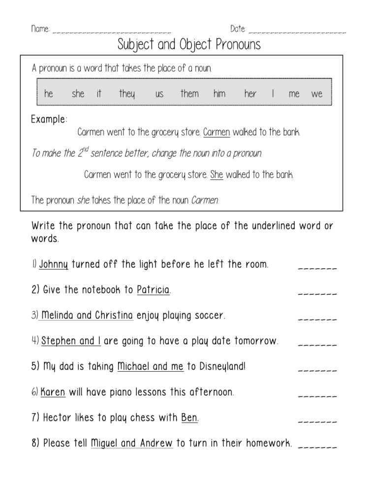 Personal And Reflexive Pronouns Worksheets