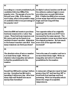 Inequality Word Problems Worksheet 7th Grade