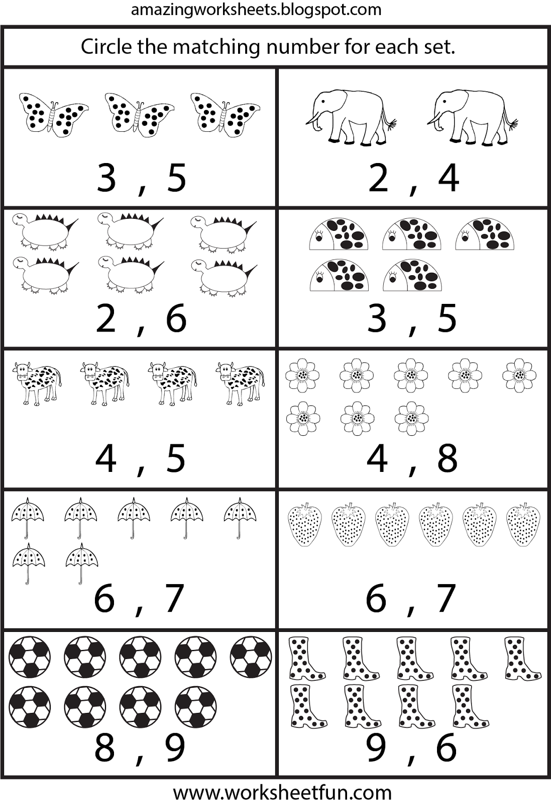 Number Worksheets For Kindergarten Free