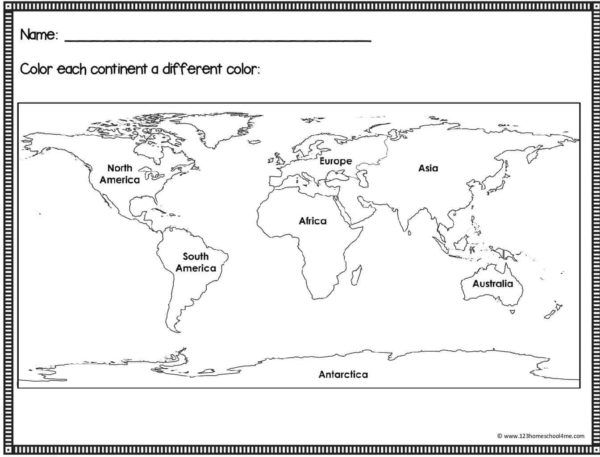 World Map Worksheet 1st Grade