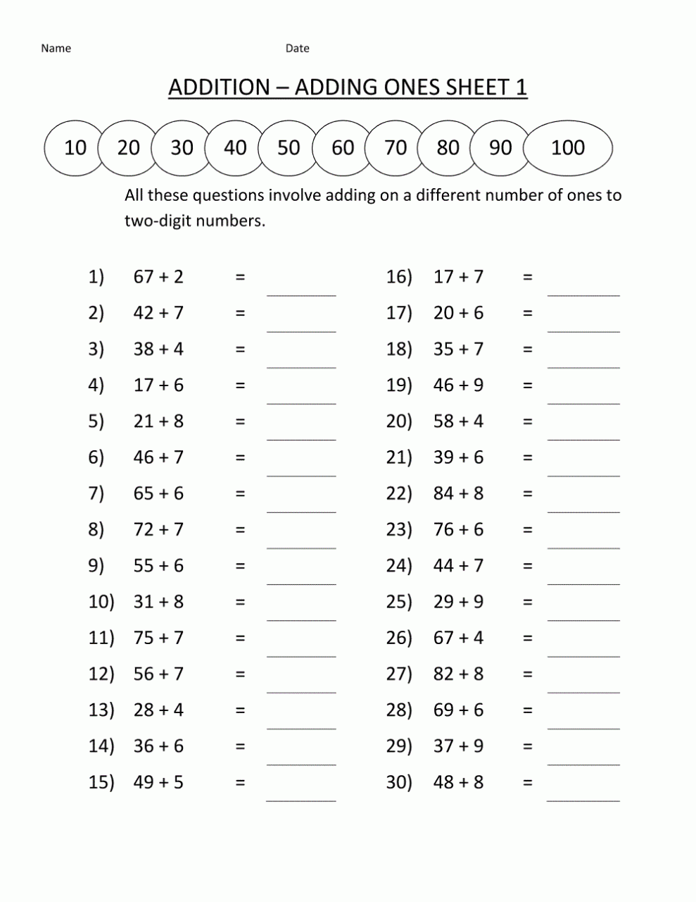 Year 1 Maths Worksheets Free Printable