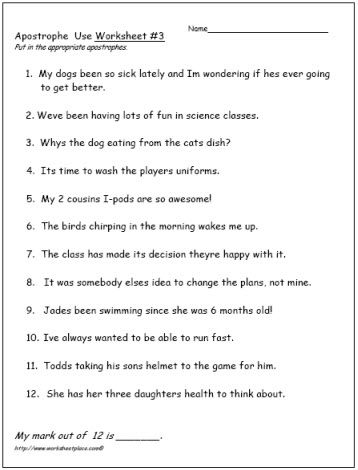 Apostrophe Worksheets With Answers