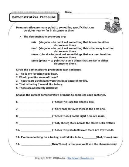 Possessive Pronouns Worksheets For Grade 5