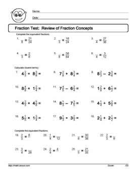 Mixed Fractions Worksheets