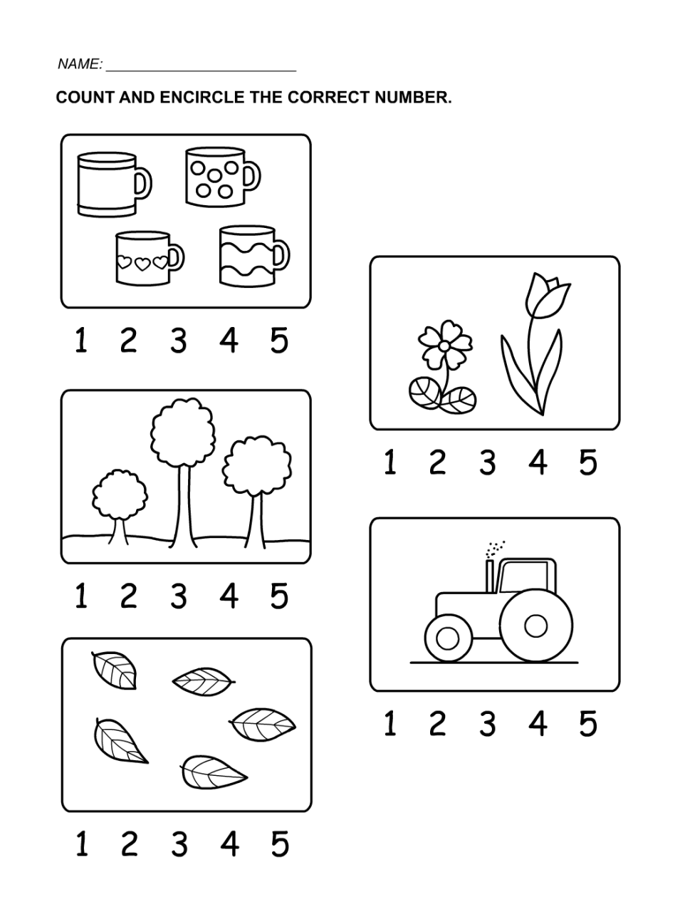 Number 1 Worksheets For Kindergarten