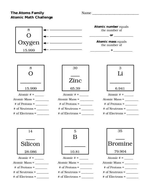Chemistry Worksheet Atomic Number And Mass Number