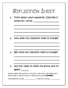 Behavior Reflection Sheets