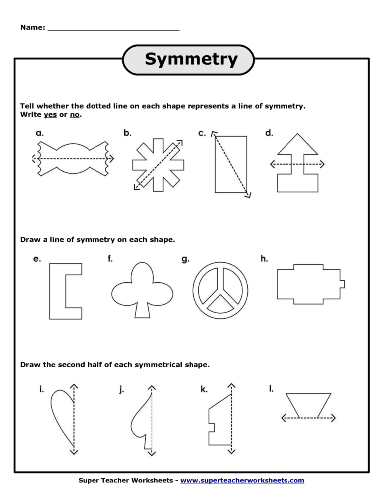 Lines Of Symmetry Worksheet Year 2