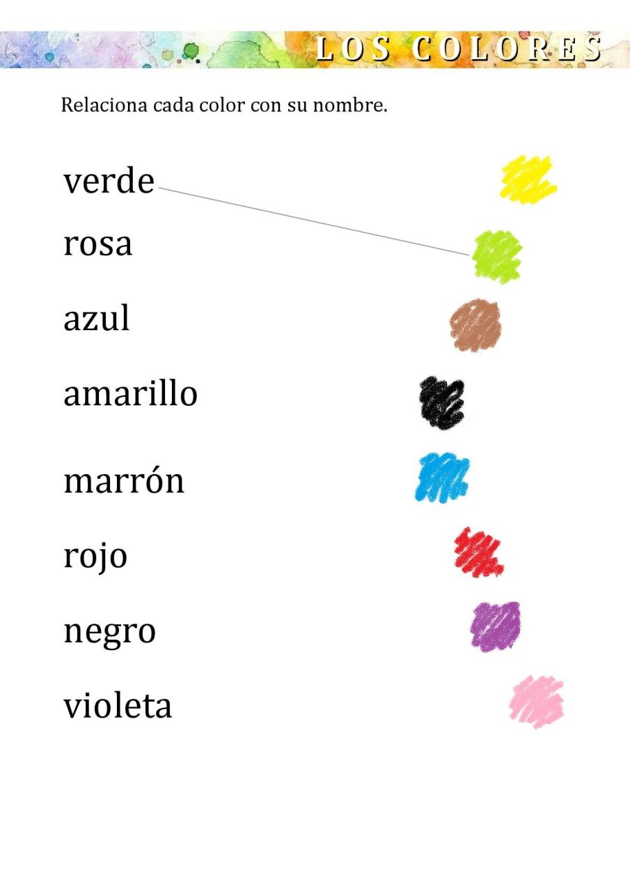 Spanish Worksheets Colors