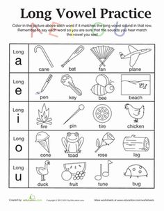 Long Vowel Sounds Worksheets Kindergarten