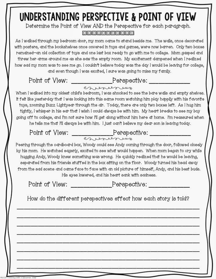Point Of View Worksheets 1st Grade