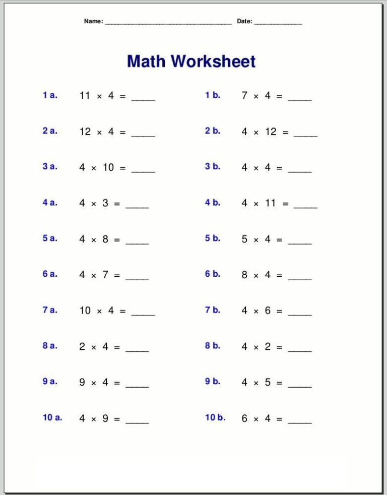 Hard Mixed Times Tables Worksheets