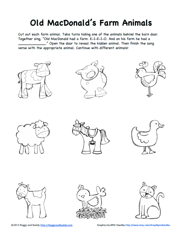 Farm Animals Worksheets For Kindergarten
