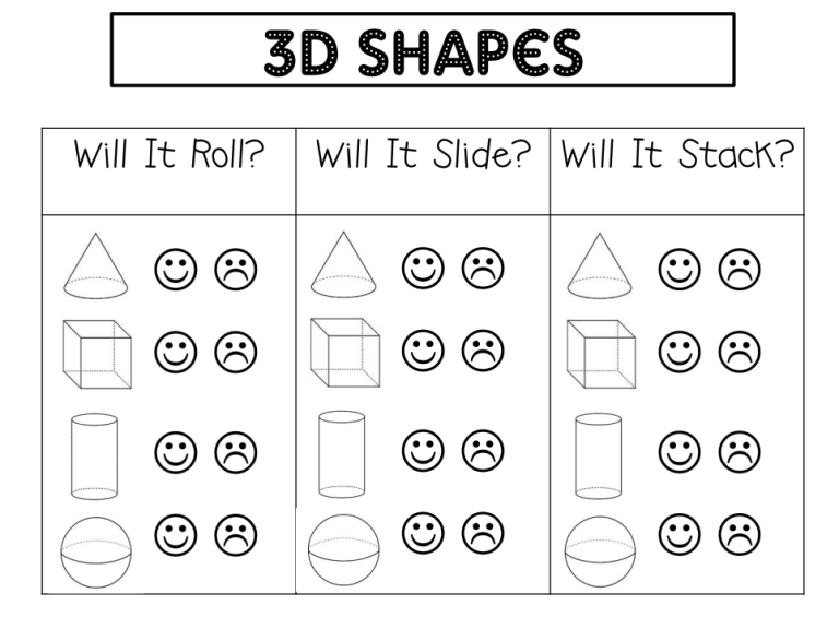 3d Shapes Worksheets For Grade 1