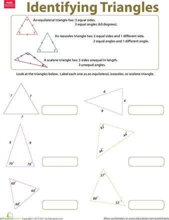 Geometry Classifying Triangles Worksheet
