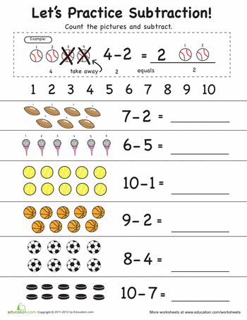 Kindergarten Subtraction Worksheets Free