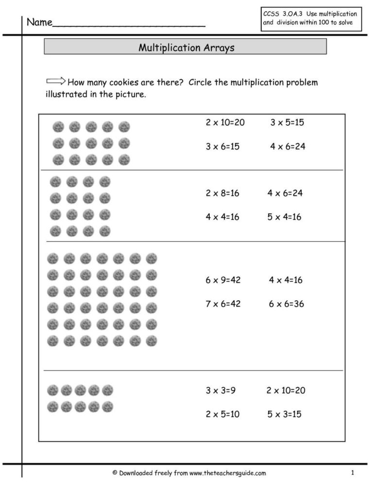 Multiplication Arrays Worksheets Free