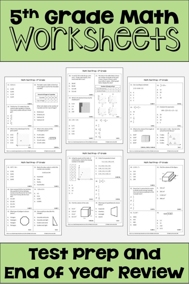 Fun Math Worksheets For 5th Grade