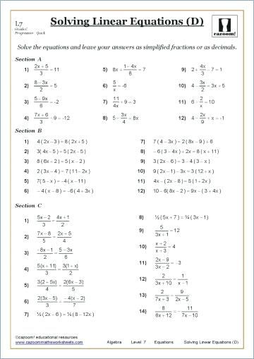 Grade 9 Math Worksheets