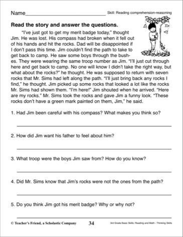 4th Grade Reading Comprehension Worksheets Multiple Choice Pdf