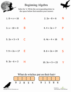 Simple Algebra Worksheets Pdf