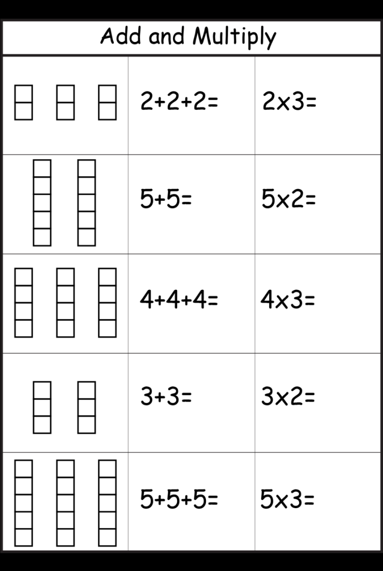 Repeated Addition Worksheets Grade 1