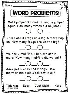 First Grade Math Worksheets Word Problems