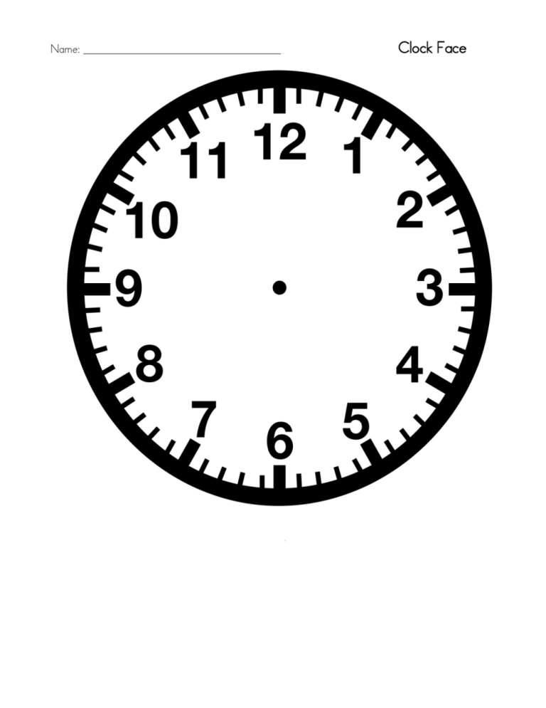 Clock Printable Template