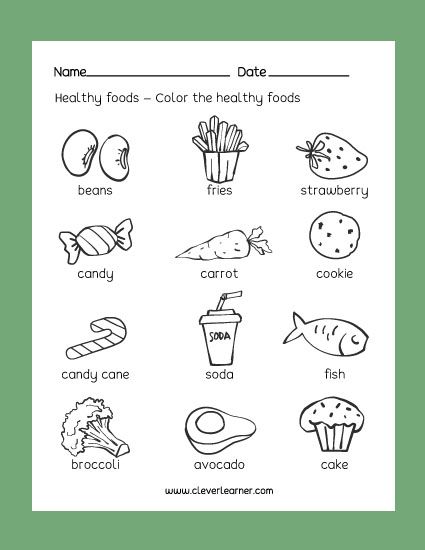 Food Worksheet For Toddlers