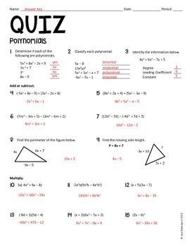 Adding Polynomials Worksheet With Answer Key