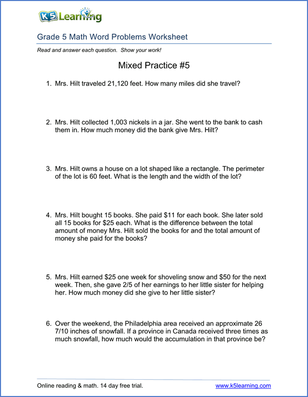 Mixed Addition Subtraction Multiplication And Division Word Problems Worksheets