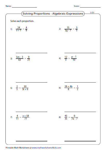Proportions Worksheet Answers