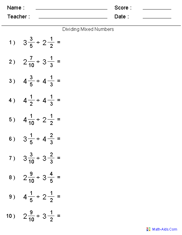 6th Grade Multiplying And Dividing Fractions Worksheets