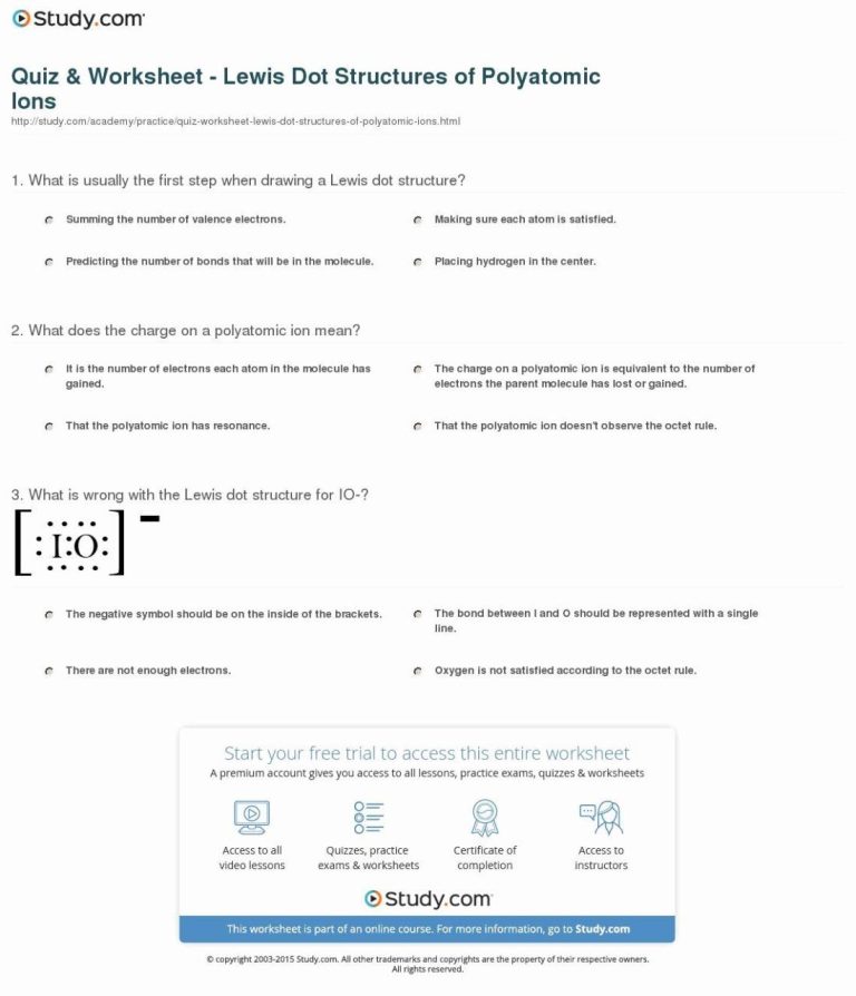 Polyatomic Ions Worksheet Answers