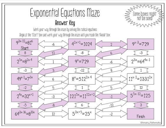 Solving Exponential Equations Worksheet