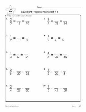 6th Grade Equivalent Fractions Worksheet Answer Key