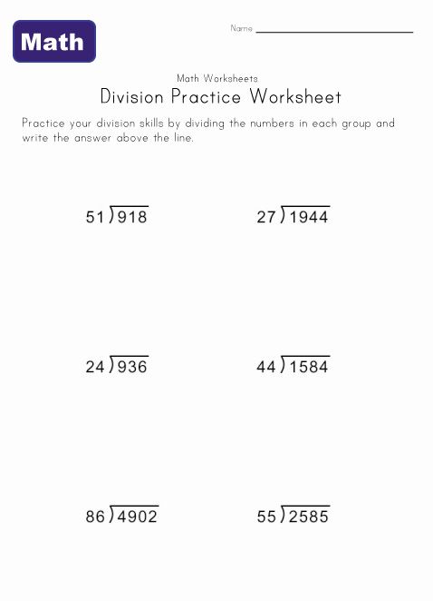 Long Division Worksheets Grade 4