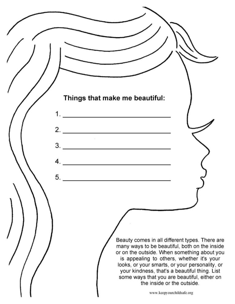 Self Esteem Worksheets For Women