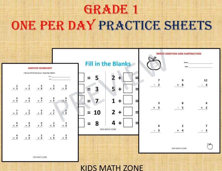 Printable First Grade Math Worksheets Pdf