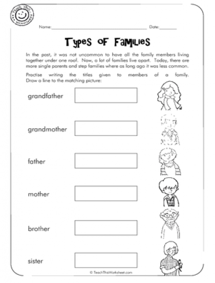 Family Worksheet Worksheet