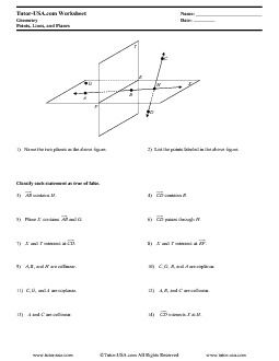 Points Lines And Planes Worksheet Answers