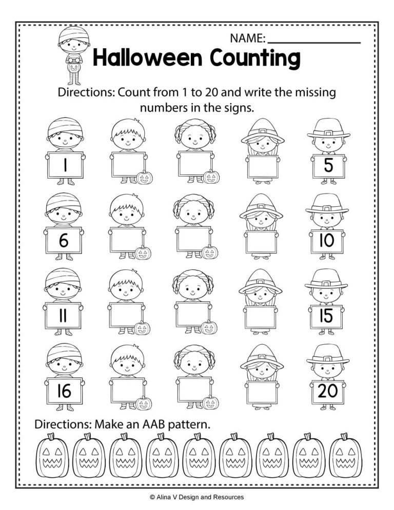 Preschool Math Worksheets Halloween