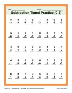 First Grade Math Worksheets For Grade 1 Subtraction