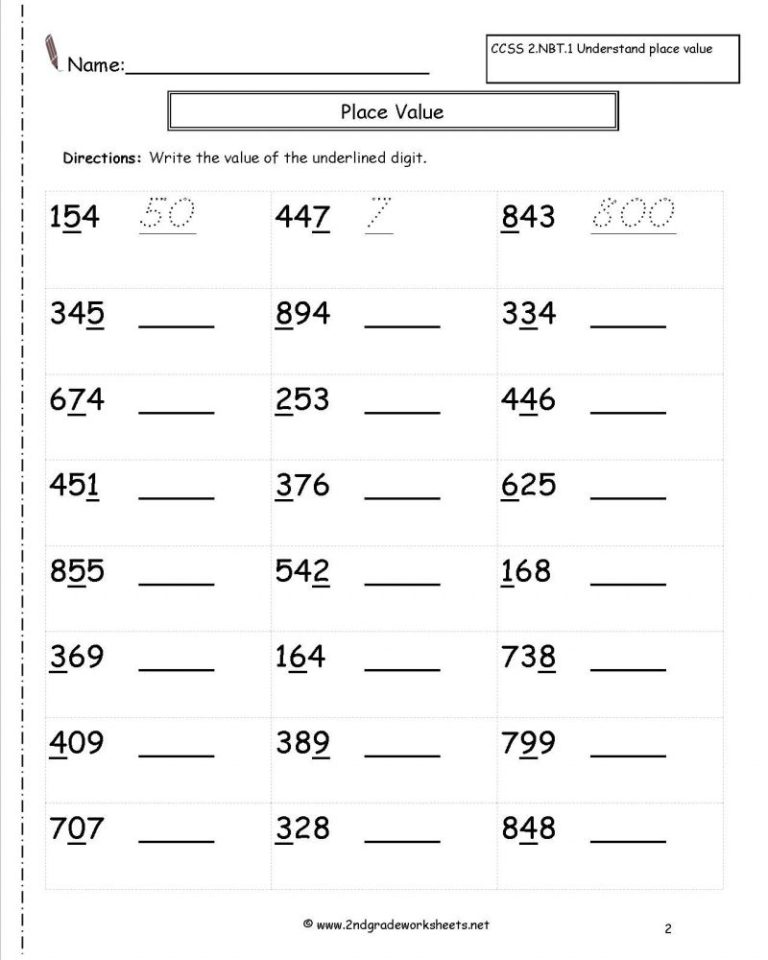 Place Value Worksheets 4th Grade