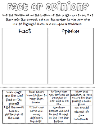 Fact And Opinion Worksheets First Grade