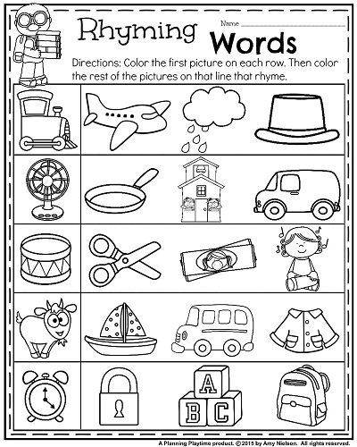 Printable Rhyming Words Worksheet For Kindergarten