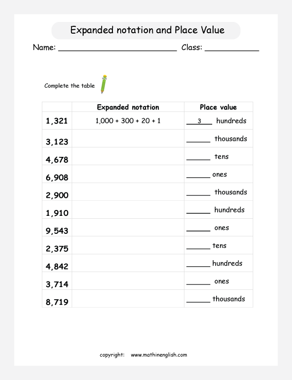 Expanded Notation Worksheets 5th Grade