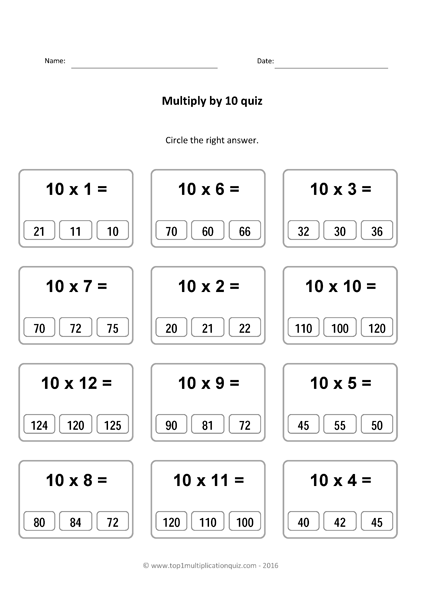 Multiplication Table Worksheet Pdf